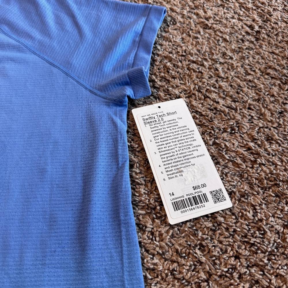 NWT Lululemon Swiftly Tech Short Sleeve 2.0 Pool Hip Length Women’s 14 - Picture 4 of 11
